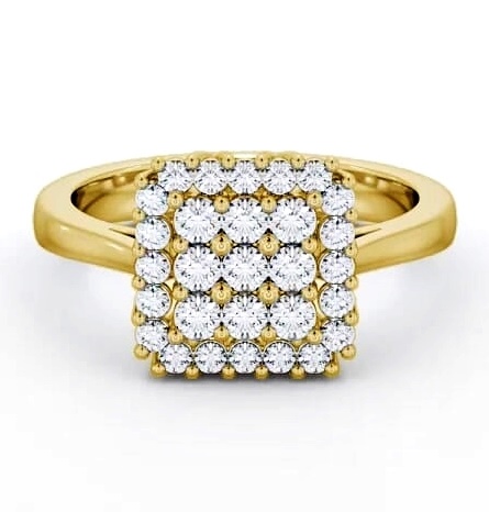 Cluster Round Diamond 0.47ct Square Design Ring 18K Yellow Gold CL26_YG_THUMB1