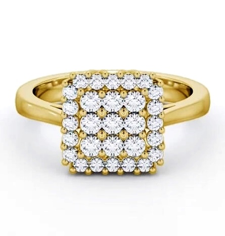 Cluster Round Diamond 0.50ct Square Design Ring 18K Yellow Gold CL26_YG_THUMB2 