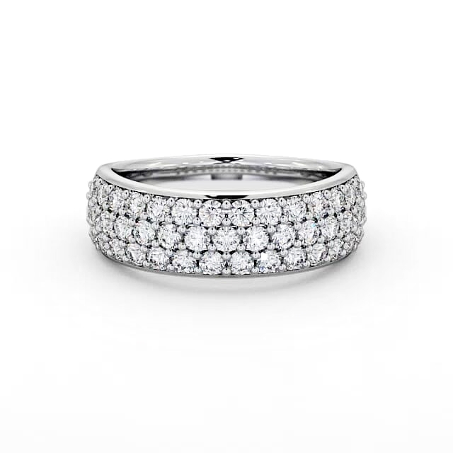 Pave Half Eternity Diamond 0.90ct Ring 18K White Gold - Zaya CL27_WG_HAND