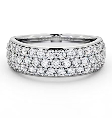 Pave Half Eternity Diamond 0.90ct Cluster Style Ring 18K White Gold CL27_WG_THUMB1