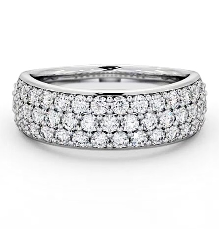 Pave Half Eternity Diamond 0.90ct Cluster Style Ring 18K White Gold CL27_WG_THUMB2 