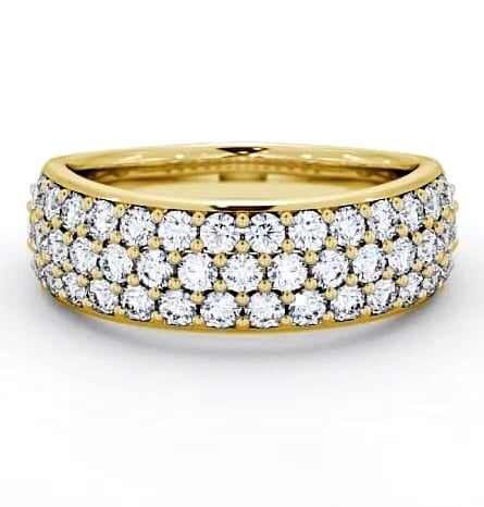 Pave Half Eternity Diamond 0.90ct Cluster Style Ring 18K Yellow Gold CL27_YG_THUMB1