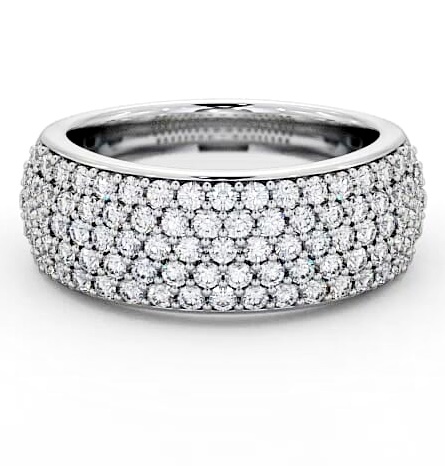 Pave Half Eternity Diamond 0.70ct Cluster Style Ring 9K White Gold CL28_WG_THUMB1