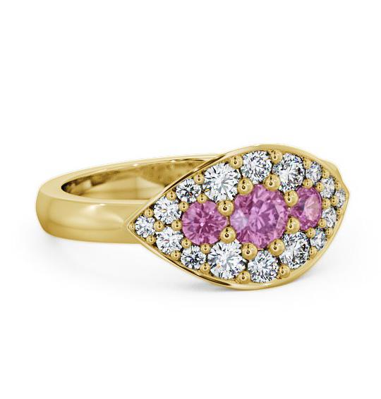 Cluster Pink Sapphire and Diamond 0.92ct Ring 9K Yellow Gold CL30GEM_YG_PS_THUMB1