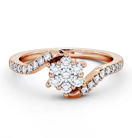 Cluster Diamond Offset Band Ring 18K Rose Gold CL31_RG_THUMB2 