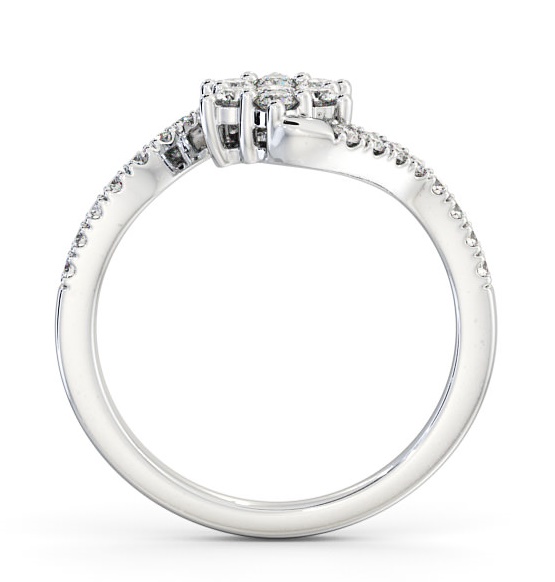 Cluster Diamond Offset Band Ring 18K White Gold CL31_WG_THUMB1