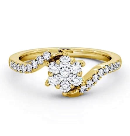 Cluster Diamond Offset Band Ring 18K Yellow Gold CL31_YG_THUMB1