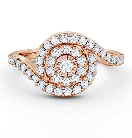 Cluster Round Diamond 0.48ct Swirling Design Ring 9K Rose Gold CL32_RG_THUMB1