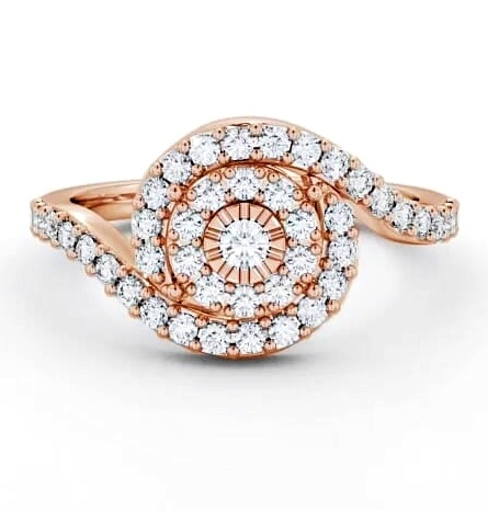 Cluster Round Diamond 0.50ct Swirling Design Ring 18K Rose Gold CL32_RG_THUMB2 