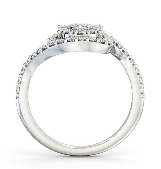 Cluster Round Diamond 0.48ct Swirling Design Ring 18K White Gold CL32_WG_THUMB1