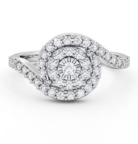 Cluster Round Diamond 0.50ct Swirling Design Ring 18K White Gold CL32_WG_THUMB2 