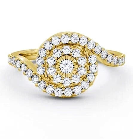 Cluster Round Diamond 0.48ct Swirling Design Ring 18K Yellow Gold CL32_YG_THUMB1