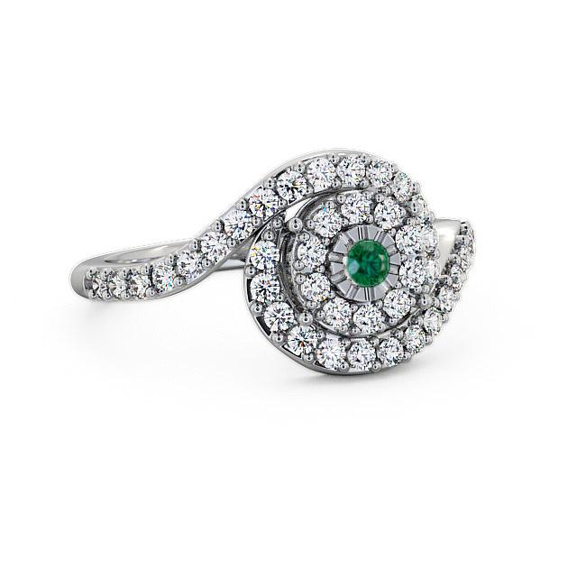 Cluster Emerald and Diamond 0.49ct Ring 18K White Gold - Selena CL32GEM_WG_EM_HAND