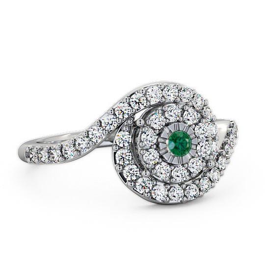 Cluster Emerald and Diamond 0.49ct Ring 18K White Gold CL32GEM_WG_EM_THUMB2 