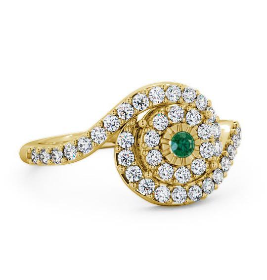 Cluster Emerald and Diamond 0.49ct Ring 9K Yellow Gold CL32GEM_YG_EM_THUMB1