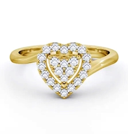 Cluster Round Diamond 0.30ct Heart Design Ring 18K Yellow Gold CL33_YG_THUMB1