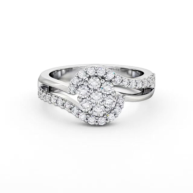 Cluster Diamond Ring Platinum - Keyra CL34_WG_HAND