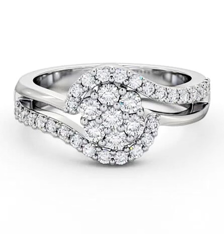 Cluster Diamond Contemporary Split Band Ring 18K White Gold CL34_WG_THUMB2 