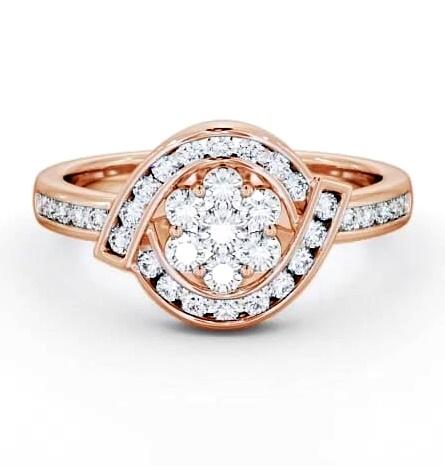 Cluster Round Diamond 0.52ct Sweeping Halo Ring 18K Rose Gold CL35_RG_THUMB2 