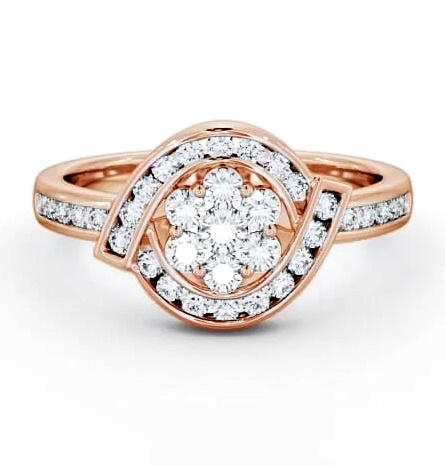 Cluster Round Diamond 0.55ct Sweeping Halo Ring 18K Rose Gold CL35_RG_THUMB2 