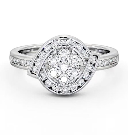 Cluster Round Diamond 0.52ct Sweeping Halo Ring 18K White Gold CL35_WG_THUMB1