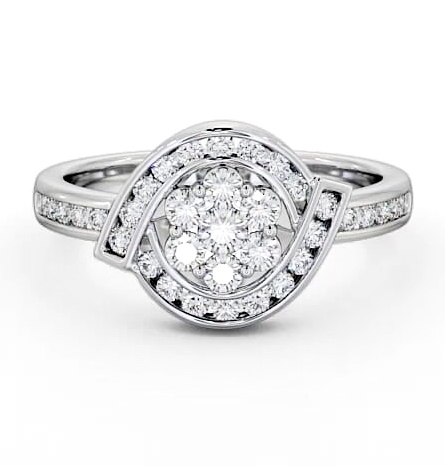 Cluster Round Diamond 0.55ct Sweeping Halo Ring 18K White Gold CL35_WG_THUMB2 