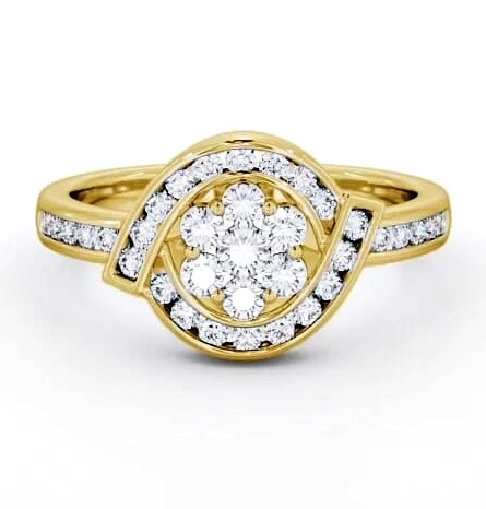 Cluster Round Diamond 0.52ct Sweeping Halo Ring 9K Yellow Gold CL35_YG_THUMB1