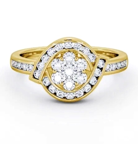 Cluster Round Diamond 0.55ct Sweeping Halo Ring 18K Yellow Gold CL35_YG_THUMB2 