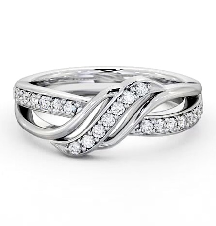 Half Eternity Round Diamond 0.25ct Crossover Ring 18K White Gold CL36_WG_THUMB2 