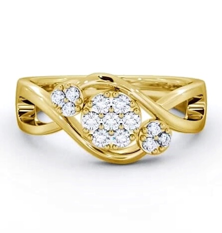 Cluster Round Diamond 0.20ct Offset Design Ring 18K Yellow Gold CL37_YG_THUMB2 