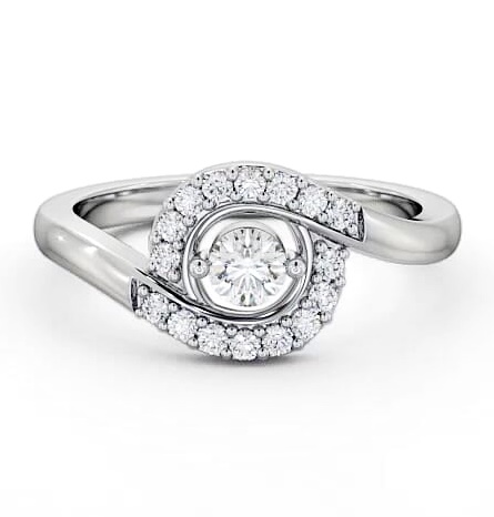Cluster Round Diamond 0.36ct Sweeping Halo Ring 9K White Gold CL38_WG_THUMB1