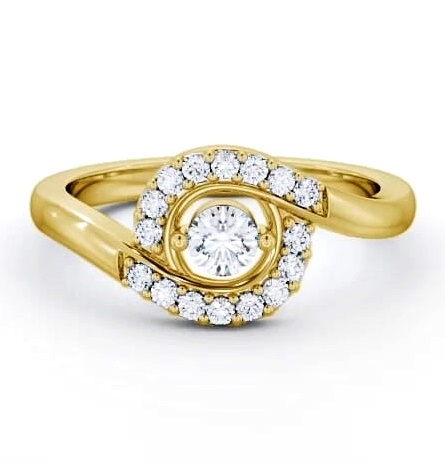 Cluster Round Diamond 0.36ct Sweeping Halo Ring 18K Yellow Gold CL38_YG_THUMB1