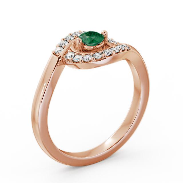 Cluster Emerald and Diamond 0.33ct Ring 9K Rose Gold - Teagen CL38GEM_RG_EM_HAND