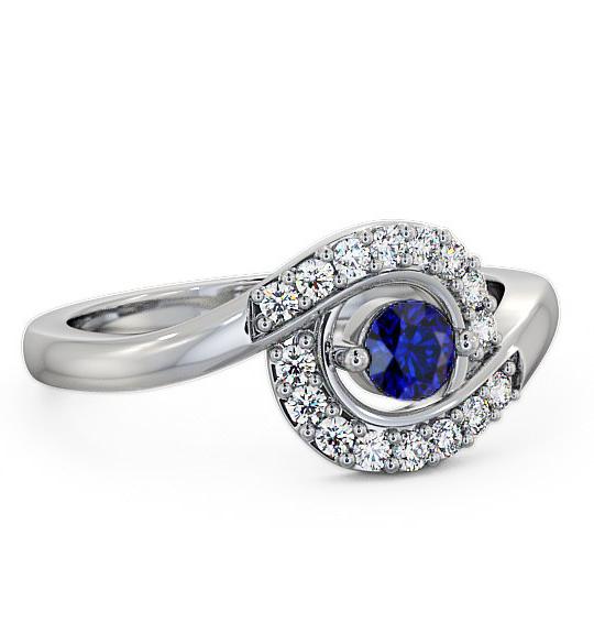 Cluster Blue Sapphire and Diamond 0.36ct Ring 18K White Gold CL38GEM_WG_BS_THUMB1