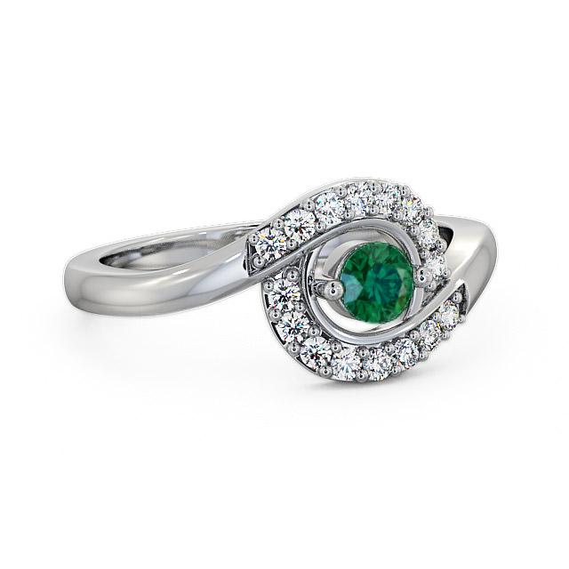 Cluster Emerald and Diamond 0.33ct Ring 18K White Gold - Teagen CL38GEM_WG_EM_HAND