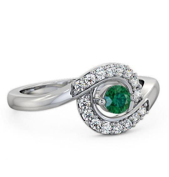 Cluster Emerald and Diamond 0.33ct Ring 18K White Gold CL38GEM_WG_EM_THUMB1