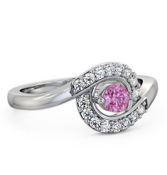 Cluster Pink Sapphire and Diamond 0.36ct Ring 18K White Gold CL38GEM_WG_PS_THUMB1