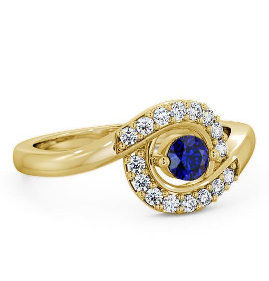 Cluster Blue Sapphire and Diamond 0.36ct Ring 9K Yellow Gold CL38GEM_YG_BS_THUMB1