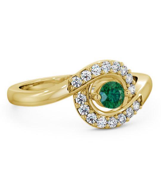 Cluster Emerald and Diamond 0.33ct Ring 9K Yellow Gold CL38GEM_YG_EM_THUMB1