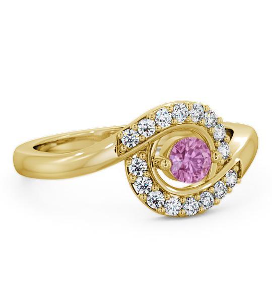 Cluster Pink Sapphire and Diamond 0.36ct Ring 9K Yellow Gold CL38GEM_YG_PS_THUMB1