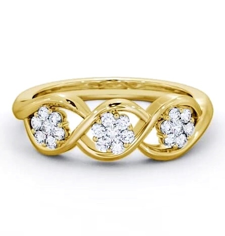 Cluster Round Diamond 0.25ct Trilogy Design Ring 18K Yellow Gold CL40_YG_THUMB1