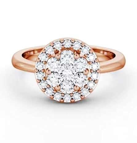 Cluster Round Diamond 0.58ct Halo Style Ring 18K Rose Gold CL41_RG_THUMB1