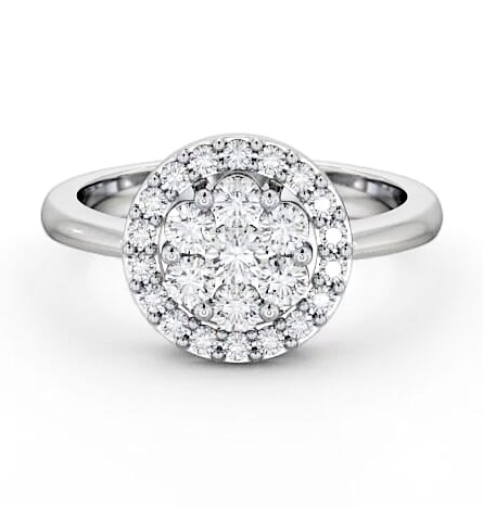 Cluster Round Diamond 0.58ct Halo Style Ring 18K White Gold CL41_WG_THUMB1