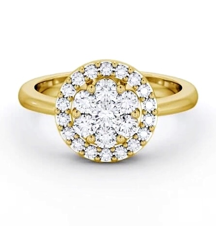 Cluster Round Diamond 0.58ct Halo Style Ring 18K Yellow Gold CL41_YG_THUMB1