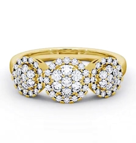 Cluster Round Diamond 0.48ct Trilogy Design Ring 18K Yellow Gold CL47_YG_THUMB2 