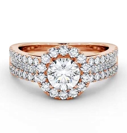 Halo Round Diamond Glamorous Engagement Ring 18K Rose Gold CL48_RG_THUMB1