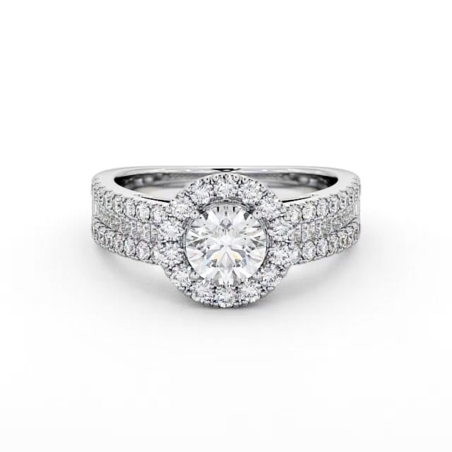 Halo Round Diamond Engagement Ring Palladium - Madina CL48_WG_HAND