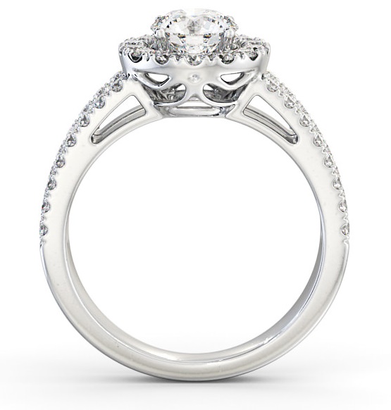 Halo Round Diamond Glamorous Engagement Ring 18K White Gold CL48_WG_THUMB1