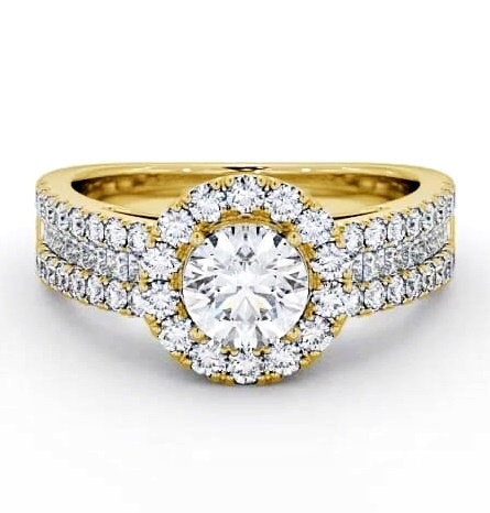 Halo Round Diamond Glamorous Engagement Ring 18K Yellow Gold CL48_YG_THUMB1