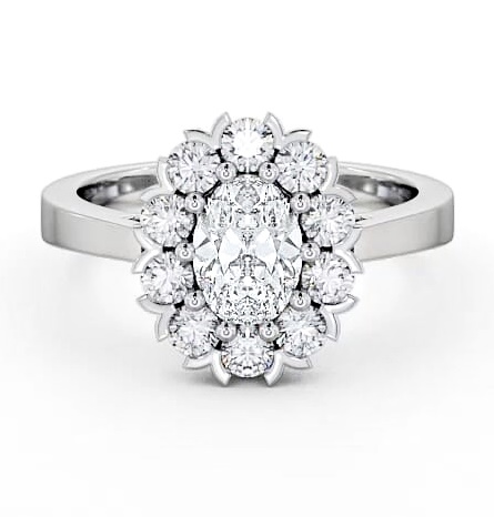 Cluster Oval Diamond Halo Style Ring 9K White Gold CL4_WG_THUMB1